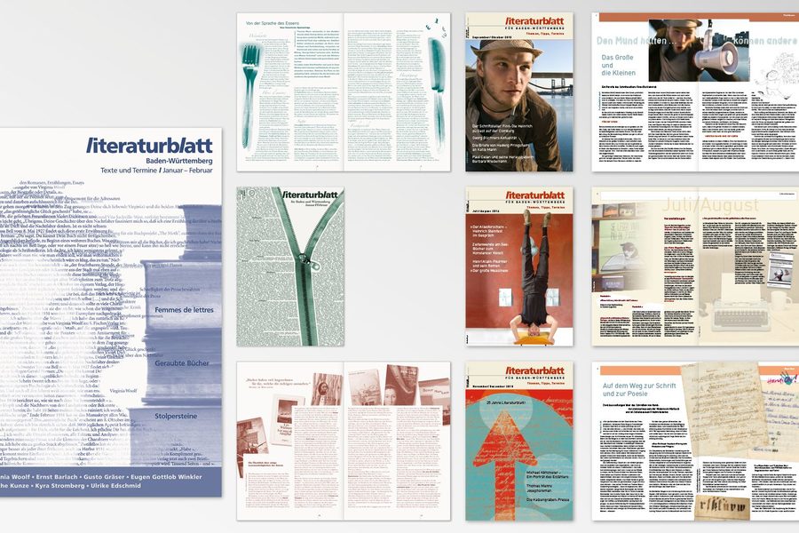 Magazin-Doppelseiten des Literaturblatts Baden-Württemberg – Editorial Design